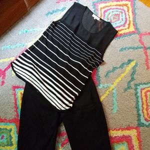 Sexy Calvin Klein Sheer Black and White Top